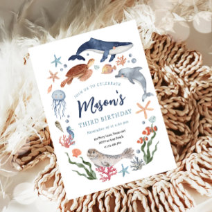 Onder het Zee Nautical Ocean Animals Boy Birthday Kaart