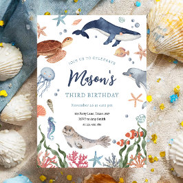 Onder het Zee Nautical Ocean Animals Boy Birthday Kaart
