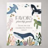 Onder het Zee Nautical Ocean Favors Sign Poster (Voorkant)