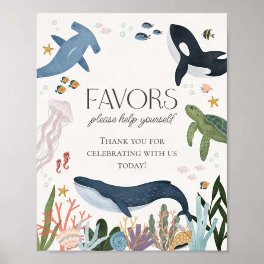 Onder het Zee Nautical Ocean Favors Sign Poster (Voorkant)
