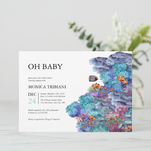 Onder het Zee Nautical OH Baby shower Modern Kaart (Staand voorkant)