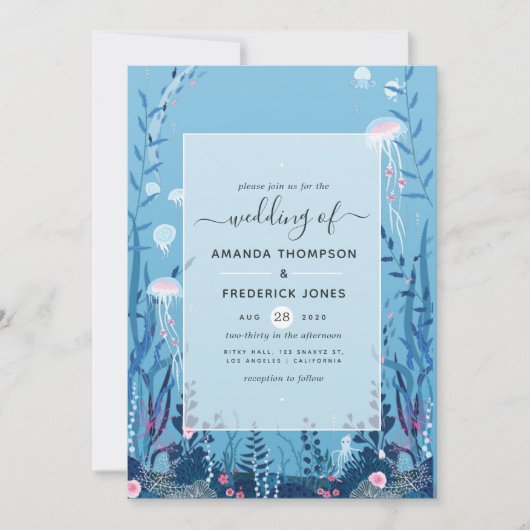 Onder het Zee Nautical Wedding Invitation Kaart (Voorkant)