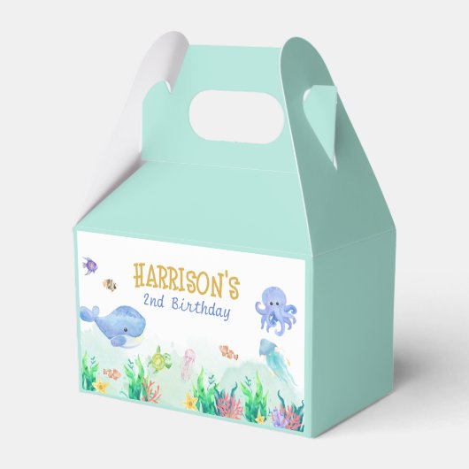Onder het Zee Nautical Whale Turtle Birthday Bedankdoosjes (Voorkant Zijde)