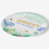 Onder het Zee Nautical Whale Turtle Birthday Papieren Bordje (Gekanteld)
