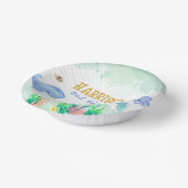Onder het Zee Nautical Whale Turtle Birthday Papieren Kommen (Gebogen)