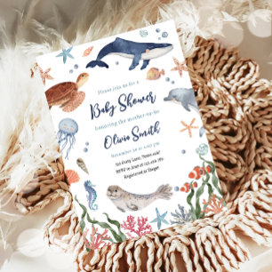 Onder het Zee Nautical Zee Animals Baby shower Kaart