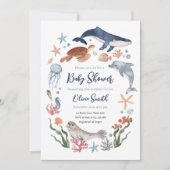 Onder het Zee Nautical Zee Animals Baby shower Kaart (Voorkant)
