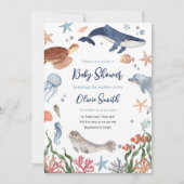 Onder het Zee Nautical Zee Animals Baby shower Kaart (Voorkant)