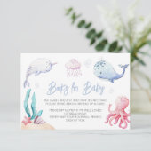 Onder het Zee Nautisch Baby shower Boeken voor Bab Informatiekaartje (Staand voorkant)
