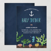 Onder het Zee | Nautisch Baby shower Kaart (Voorkant / Achterkant)