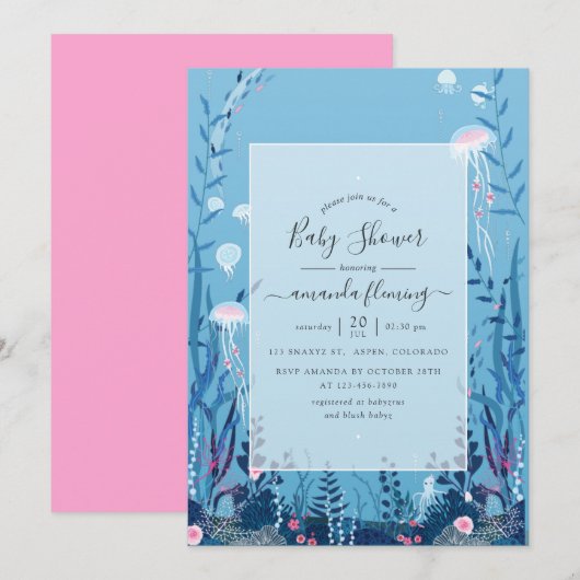 Onder het Zee Nautisch Baby shower Kaart (Voorkant / Achterkant)