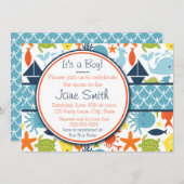 Onder het Zee, Nautisch Baby shower Kaart (Voorkant / Achterkant)