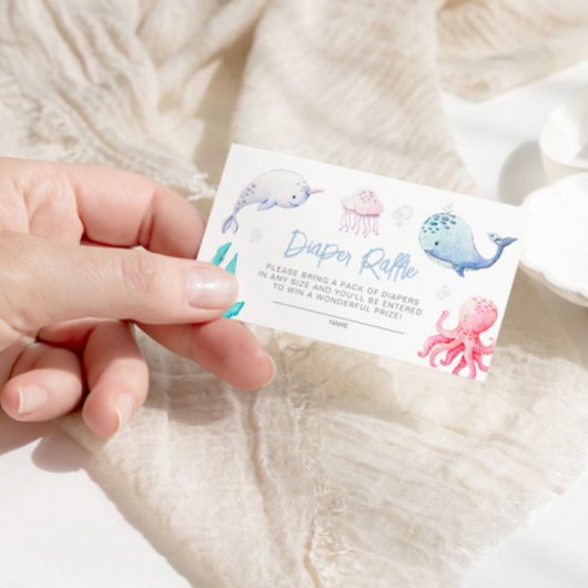 Onder het Zee Nautisch Baby shower Luier Raffle Informatiekaartje