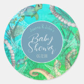 Onder het Zee Nautisch Baby shower Ronde Sticker (Voorkant)
