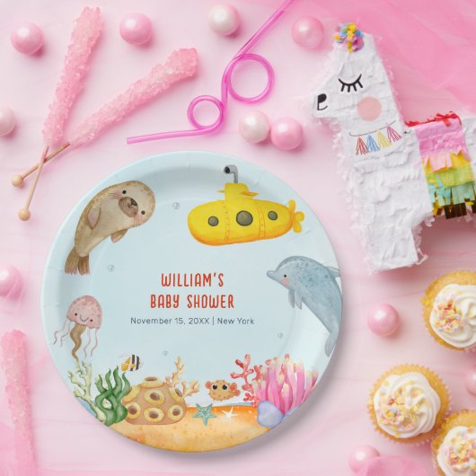 Onder het Zee Nautisch Marien Baby shower Papieren Bordje (Feest)
