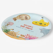 Onder het Zee Nautisch Marien Baby shower Papieren Bordje (Gekanteld)