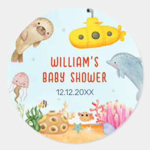 Onder het Zee Nautisch Marien Baby shower Ronde Sticker