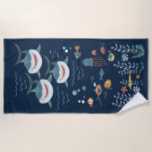 Onder het zee nautische haai zeevissen strandlaken (Voorkant)