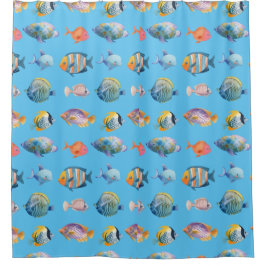 Onder het Zee nautische vissenpatroon Douchegordijn