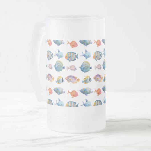 Onder het Zee nautische vissenpatroon Matglas Bierpul (Voorkant links)