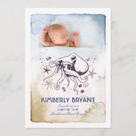 Onder het Zee - Nautische Waterverven - Baby geboo Aankondiging