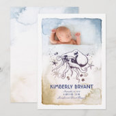 Onder het Zee - Nautische Waterverven - Baby geboo Aankondiging (Voorkant / Achterkant)