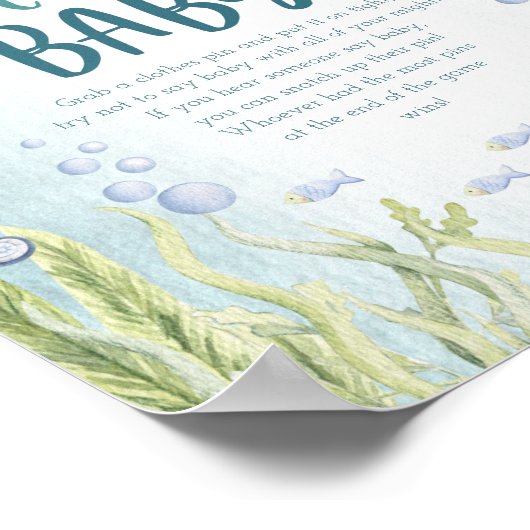 Onder het Zee niet zeggen Baby shower spel Poster (Hoek)