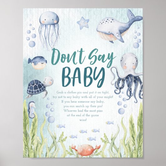 Onder het Zee niet zeggen Baby shower spel Poster (Voorkant)