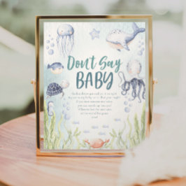 Onder het Zee niet zeggen Baby shower spel Poster