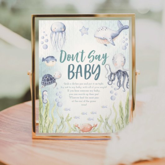 Onder het Zee niet zeggen Baby shower spel Poster