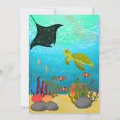 Onder het Zee nodigen dieren uit voor een verjaard Kaart (Achterkant)