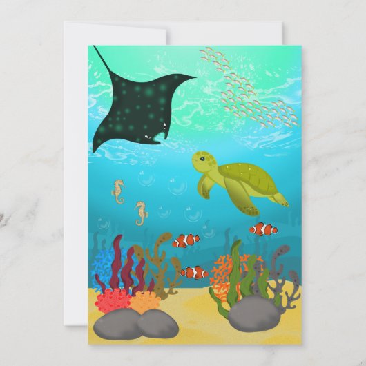 Onder het Zee nodigen dieren uit voor een verjaard Kaart (Achterkant)