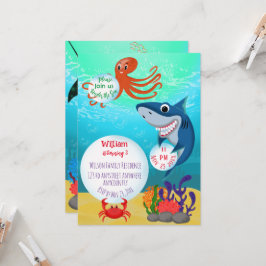 Onder het Zee nodigen dieren uit voor een verjaard Kaart