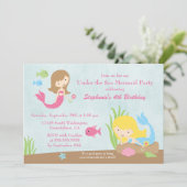 Onder het zee nodigt mermaid girl's verjaardagsfee kaart (Staand voorkant)