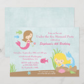 Onder het zee nodigt mermaid girl's verjaardagsfee kaart (Voorkant / Achterkant)