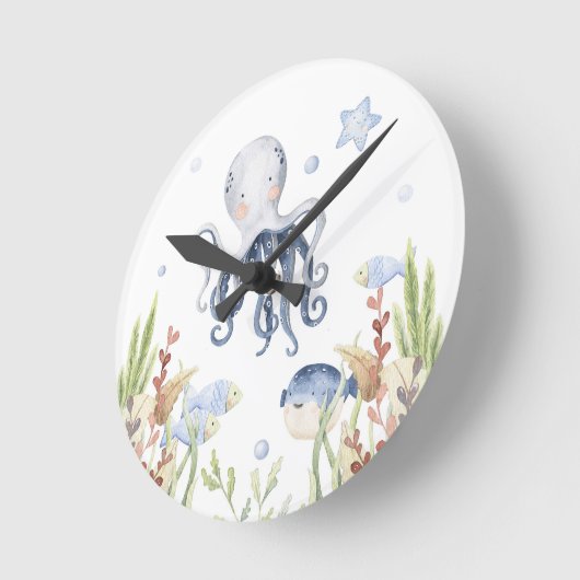 Onder het Zee Nursery Decor, Octopus Ronde Klok (Hoek)