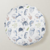 Onder het Zee Nursery Decor, Schildpad Rond Kussen (Achterkant)