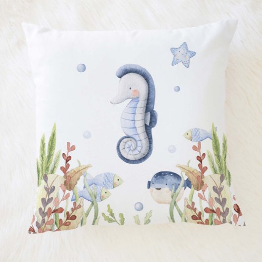 Onder het zee Nursery Decor, Zee Horse Kussen
