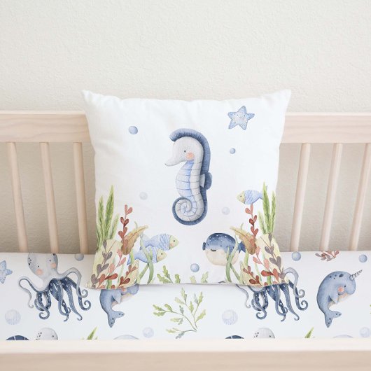 Onder het zee Nursery Decor, Zee Horse Kussen