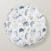 Onder het zee Nursery Decor, Zee Horse Rond Kussen (Achterkant)