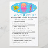 Onder het zee Nursery Rhyme Quiz baby shower game (Voorkant)