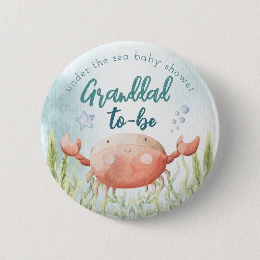 Onder het Zee Oceaan Baby shower Grootmoeder Butto Ronde Button 5,7 Cm (Voorkant)