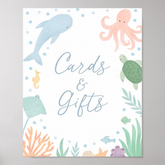 Onder het Zee Oceaan Baby shower Kaarten en gesche Poster (Voorkant)