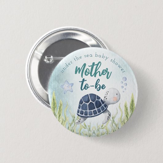 Onder het Zee Oceaan Baby shower Moeder Button (Voorkant /achterkant)