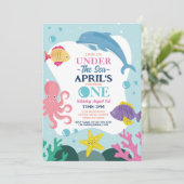 Onder het Zee Oceaan Dolfijn Octopus Meisjes Een 1 Kaart (Staand voorkant)