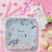 Onder het Zee oceaan schepselen kinderen verjaarda Papieren Bordje (Feest)