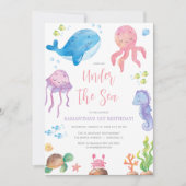 Onder het Zee oceaan thema meisjes verjaardagsfees Kaart (Voorkant)