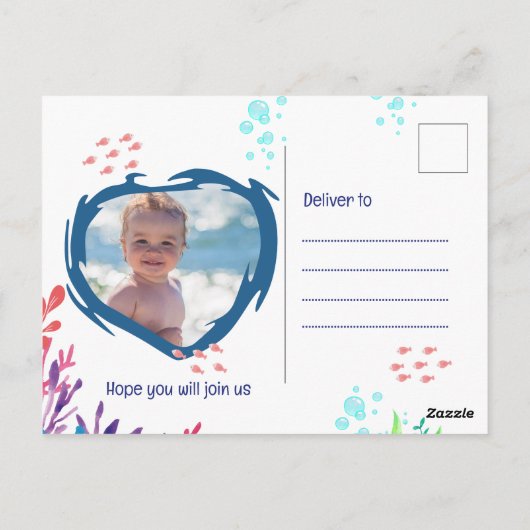 Onder het Zee Ocean 1st Baby Boy Verjaardag Briefkaart (Achterkant)