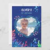 Onder het Zee Ocean 1st Baby Boy Verjaardag Kaart (Achterkant)