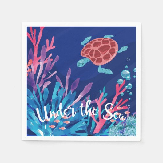 Onder het Zee Ocean 1st Baby Boy Verjaardag Servet (Voorkant)